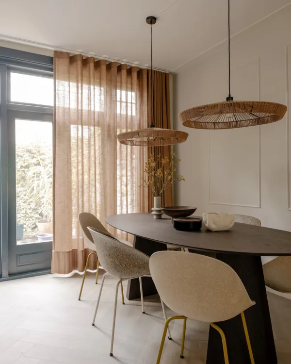 Inside gordijnen met franjes op maat gemaakt